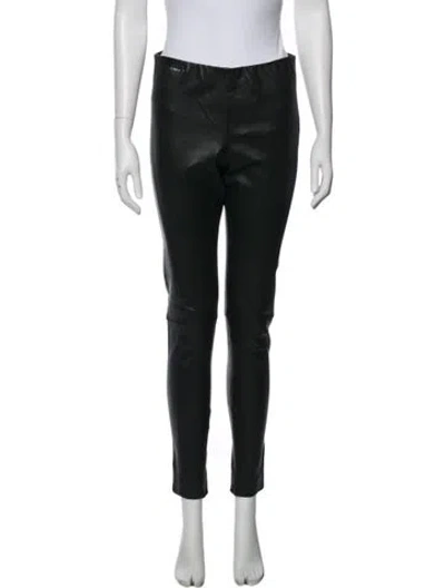 Pre-owned Polo Ralph Lauren Leather Skinny Leg Pants In Black