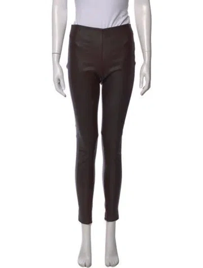 Pre-owned Polo Ralph Lauren Leather Skinny Leg Pants In Brown