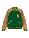 Polo Ralph Lauren Logo-appliquéd Embroidered Leather And Wool-blend Varsity Jacket In Brown