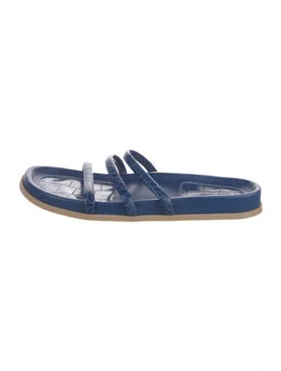 Pre-owned Polo Ralph Lauren Leather Slides In Blue