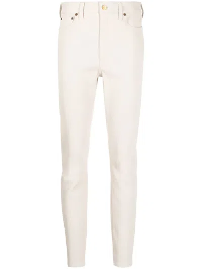 Polo Ralph Lauren Leather Slim Trousers In White