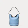 Polo Ralph Lauren Leather Small Bellport Bucket Bag In Azure Blue