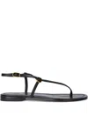 Polo Ralph Lauren O-ring Leather Sandal In Black