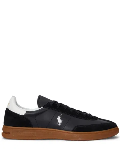 Polo Ralph Lauren Leather Sneakers In Black
