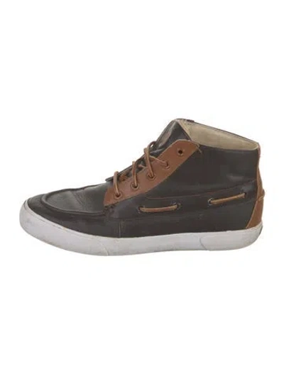 Pre-owned Polo Ralph Lauren Leather Sneakers In Brown