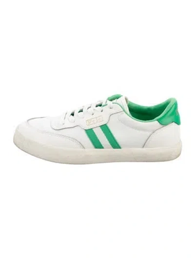 Pre-owned Polo Ralph Lauren Leather Striped Sneakers In White