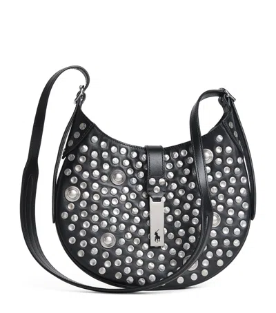 Polo Ralph Lauren Leather Studded Polo Id Shoulder Bag In Black