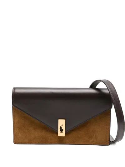 Polo Ralph Lauren Leather Suede Clutch Bag In Brown