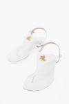 POLO RALPH LAUREN LEATHER THONG SANDALS WITH GOLDEN MONOGRAM