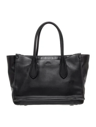 Pre-owned Polo Ralph Lauren Leather Top Handle Bag In Black