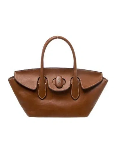 Pre-owned Polo Ralph Lauren Leather Top Handle Bag In Brown
