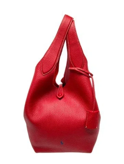 Pre-owned Polo Ralph Lauren Leather Top Handle Bag In Red