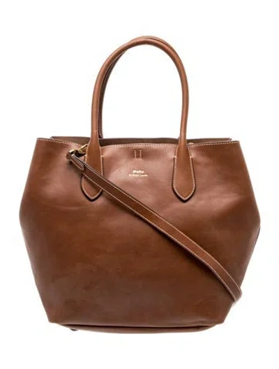 Pre-owned Polo Ralph Lauren Leather Tote W/ Tags In Brown