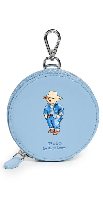 Polo Ralph Lauren Leather Traveler Bear Card Case Faded Denim