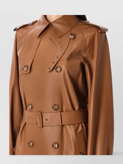 Polo Ralph Lauren Leather Trench Featuring Belted Waist In Brown