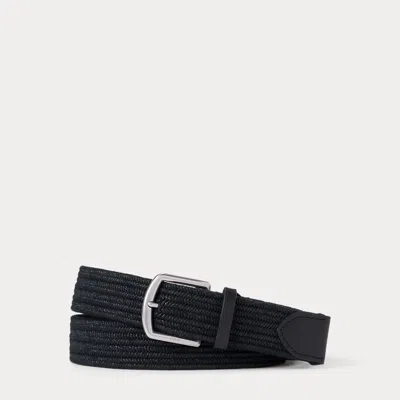 Polo Ralph Lauren Leather-trim Braided Belt In Black