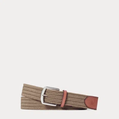 Polo Ralph Lauren Leather-trim Braided Belt In Brown