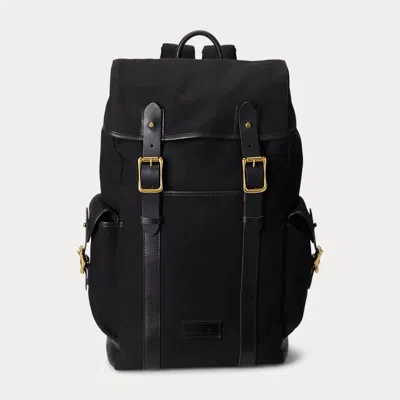 Polo Ralph Lauren Leather-trim Canvas Backpack In Black