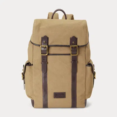 Polo Ralph Lauren Leather-trim Canvas Backpack In Brown