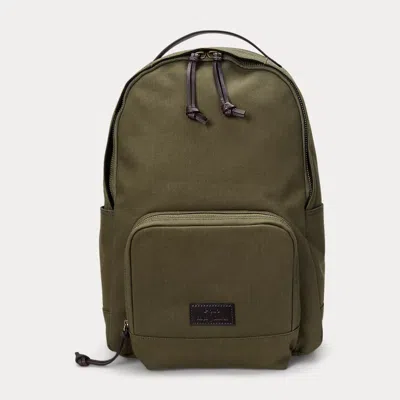 Polo Ralph Lauren Leather-trim Canvas Backpack In Defender Green/dark Brown