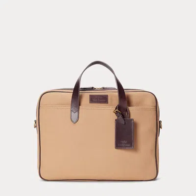 Polo Ralph Lauren Leather-trim Canvas Briefcase In Tan