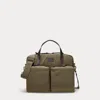 Polo Ralph Lauren Leather-trim Canvas Commuter Bag In Defender Green/dark Brown