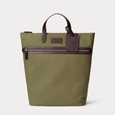 Polo Ralph Lauren Leather-trim Canvas Tote In Green
