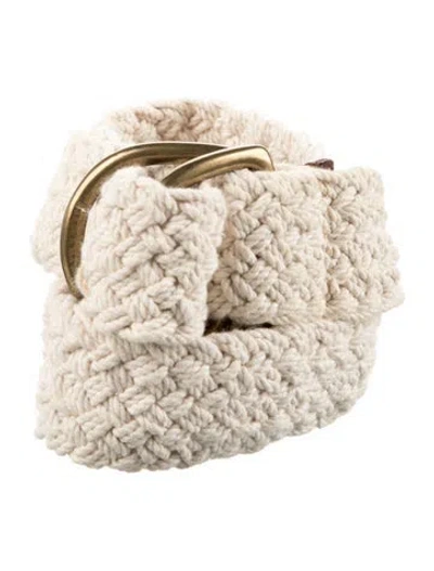 Pre-owned Polo Ralph Lauren Leather Trim Embellishment Belt In Neutrals
