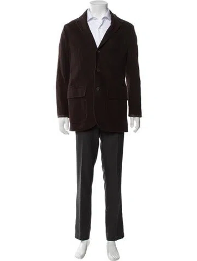 Pre-owned Polo Ralph Lauren Leather Trim Embellishment Blazer In Brown