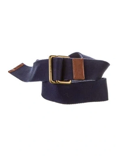 Pre-owned Polo Ralph Lauren Leather Trim Embellishment Waist Belt In Blue