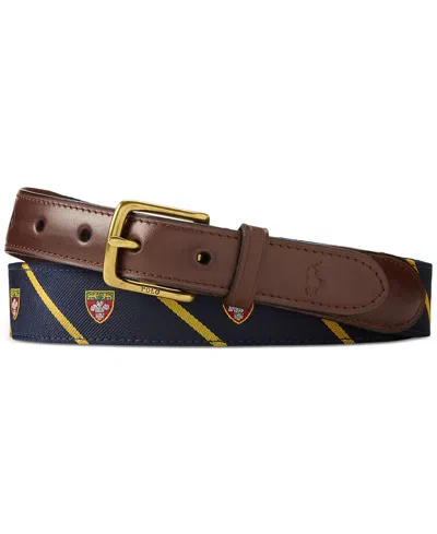 Polo Ralph Lauren Leather-trim Silk Jacquard Belt In Multi