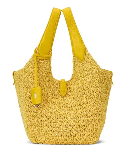 Polo Ralph Lauren Leather-trim Tote Bag In Yellow