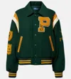 Polo Ralph Lauren Wool Blend Bomber Jacket Featuring Patches In Green