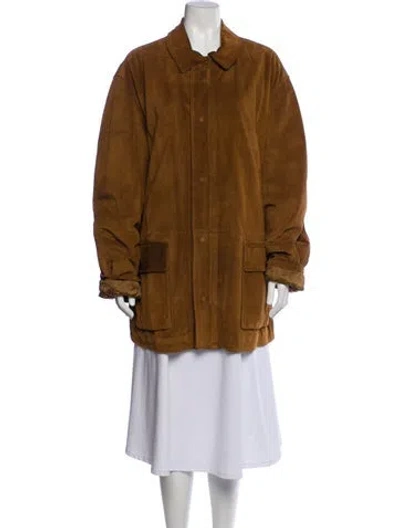 Pre-owned Polo Ralph Lauren Leather Utility Jacket In Brown