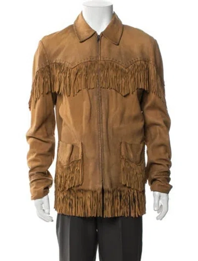 Pre-owned Polo Ralph Lauren Leather Utility Jacket In Neutral