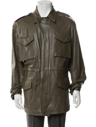 Pre-owned Polo Ralph Lauren Leather Utility Jacket In Neutrals