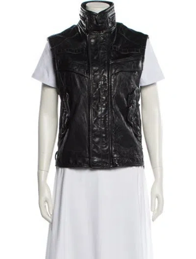 Pre-owned Polo Ralph Lauren Leather Vest In Black