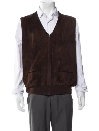 Pre-owned Polo Ralph Lauren Leather Vest In Brown