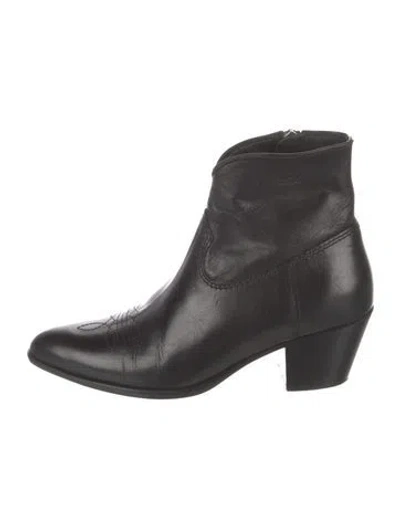 Pre-owned Polo Ralph Lauren Leather Western Boots In Black