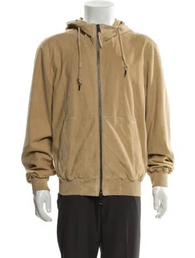 Pre-owned Polo Ralph Lauren Leather Windbreaker In Neutral