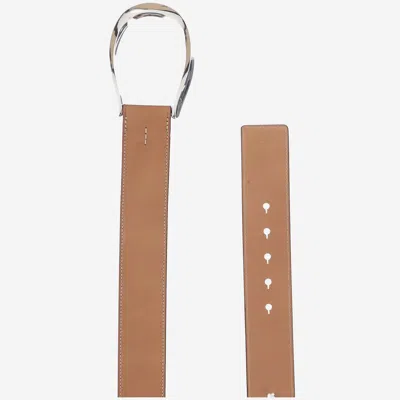 Polo Ralph Lauren Leather With Maxi Buckle Belt In Brown