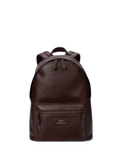 Polo Ralph Lauren Leather Zip-fastening Backpack In Burgundy