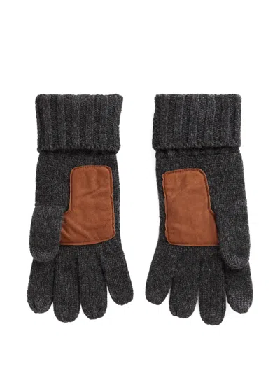 Polo Ralph Lauren Leather-palm Merino-wool Gloves In Gray