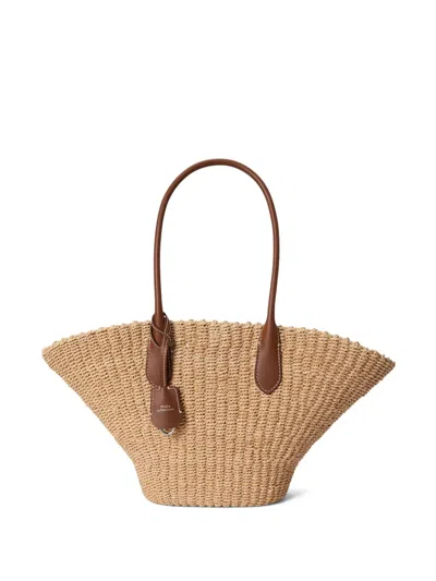 Polo Ralph Lauren Leather-trim Tote Bag In Brown