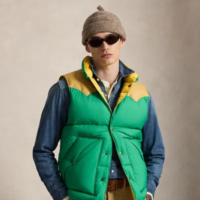 Polo Ralph Lauren Leather-yoke Down Vest In Stem