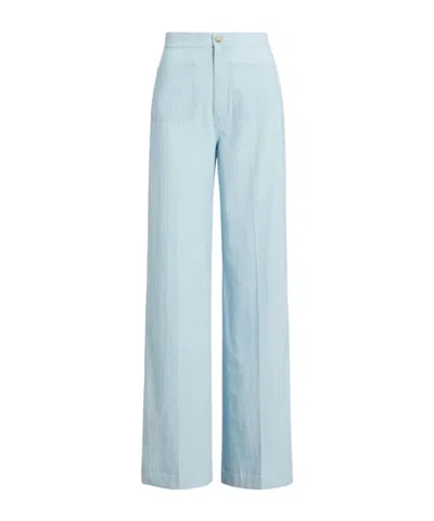 Polo Ralph Lauren Leaton Wide-leg Chambray Trousers In Blue