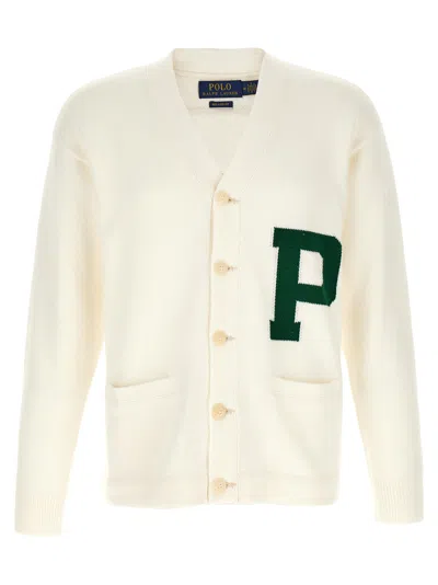 Polo Ralph Lauren Letter Intarsia Cardigan Sweaters And Cardigans Green In Neutral