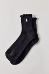 Polo Ralph Lauren Lettuce Edge Ankle Sock In Black, Women's At Urban Outfitters
