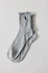 Polo Ralph Lauren Lettuce Edge Ankle Sock In Grey, Women's At Urban Outfitters In Gray