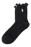 Polo Ralph Lauren Lettuce Edge Ankle Socks In Black